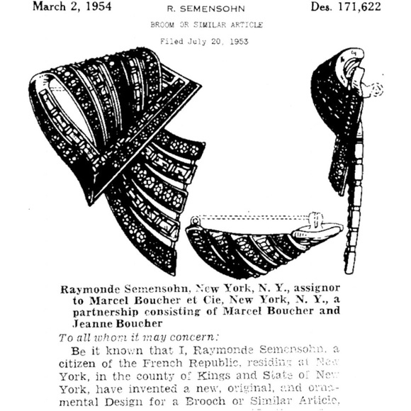 Vintage Boucher Baguette Rhinestone Ribbon Brooch Rhodium Plated 1950s Unsigned - Picture 5 of 5